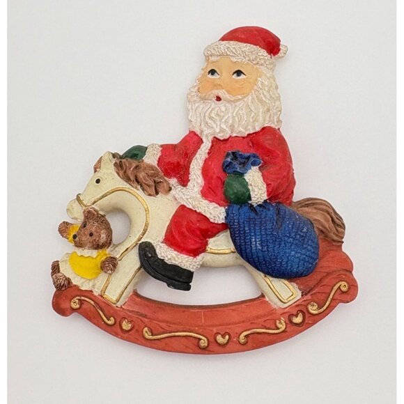 Vintage Santa Claus On Rocking Horse Christmas Refrigerator Magnet - Picture 6 of 6